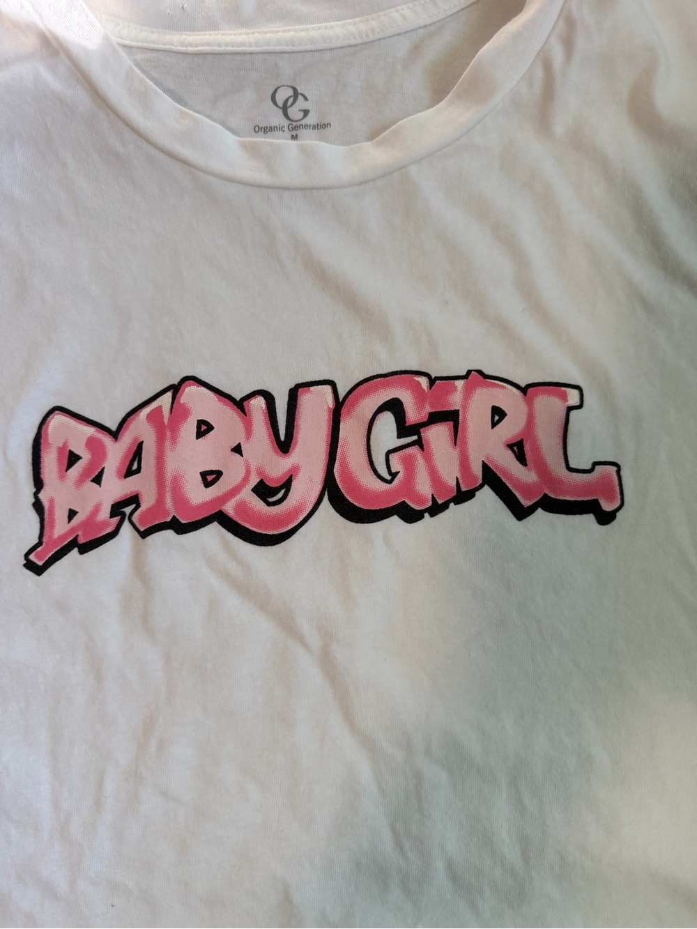 Baby Girl- Organic Generation Y2K Cropped T-shirt Women’s Medium 100% Cotton - Picture 2 of 5